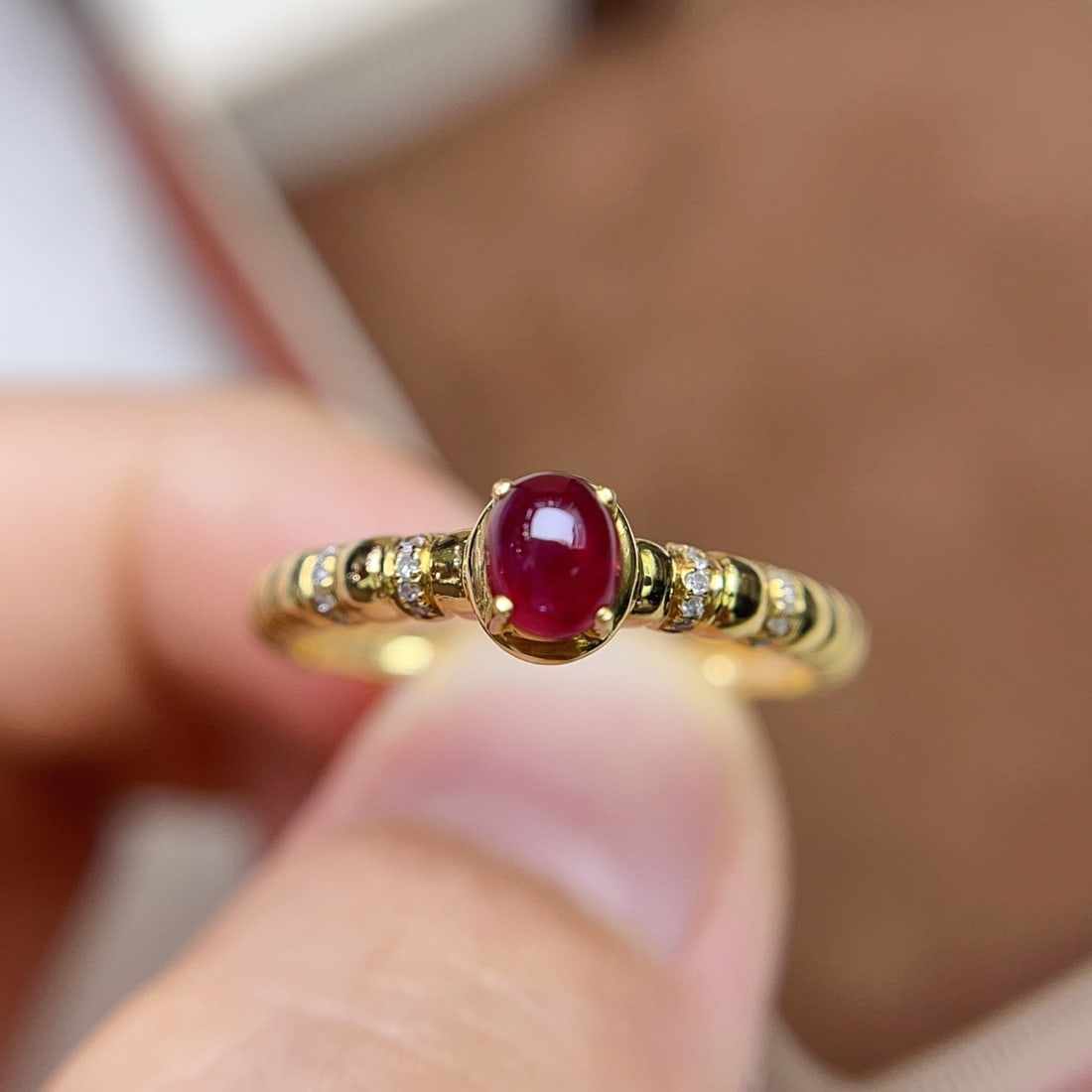 14k Gold 0.60 Ct Natural Ruby & Diamond Ring - 6
