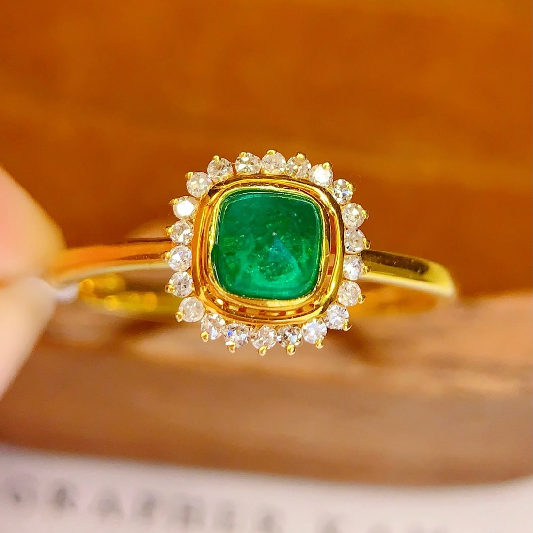 14k Gold 1 Ct Natural Emerald & Diamond Ring - 3