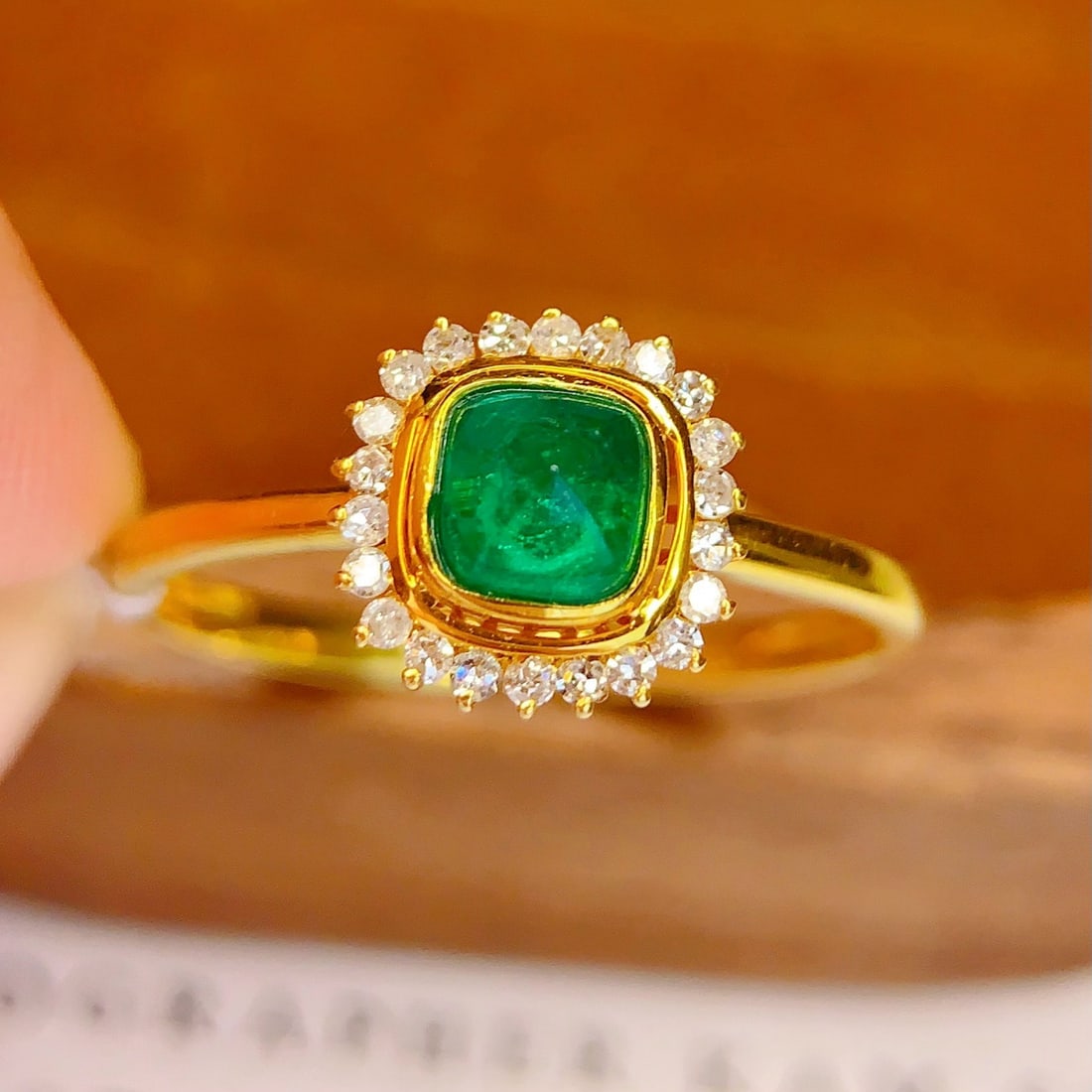 14k Gold 1 Ct Natural Emerald & Diamond Ring - 5