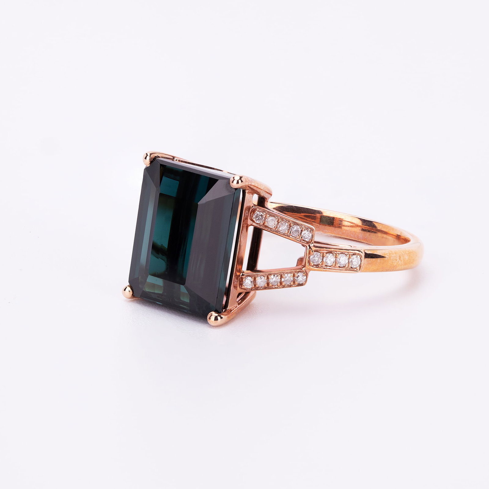 14k Gold 5.92 Ctw Natural Tourmaline & Diamond Ring - 4