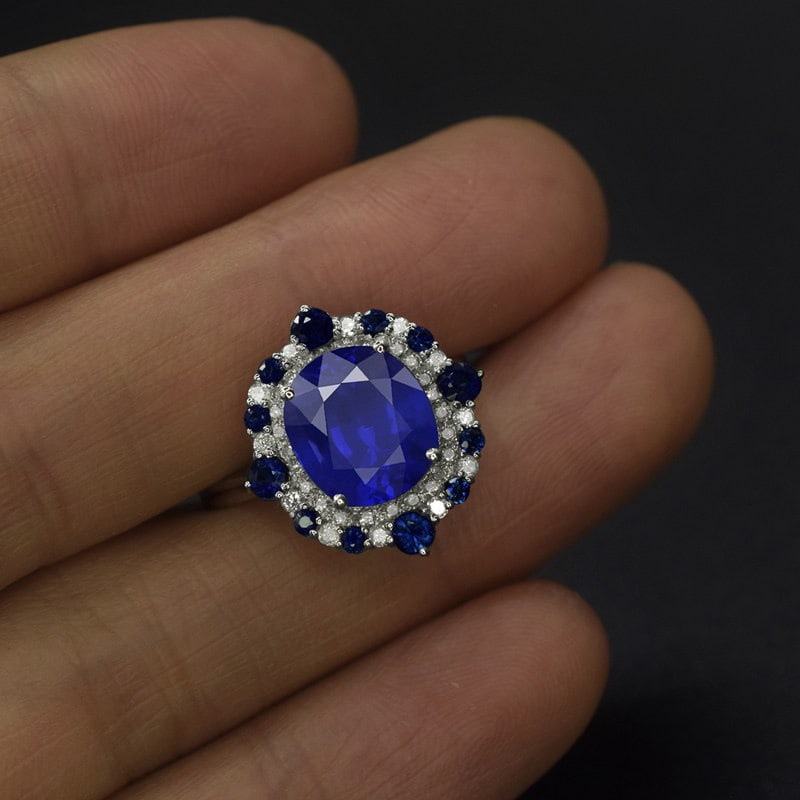 14k Gold 3.47 Ctw Natural Sapphire & Diamond Ring - 2