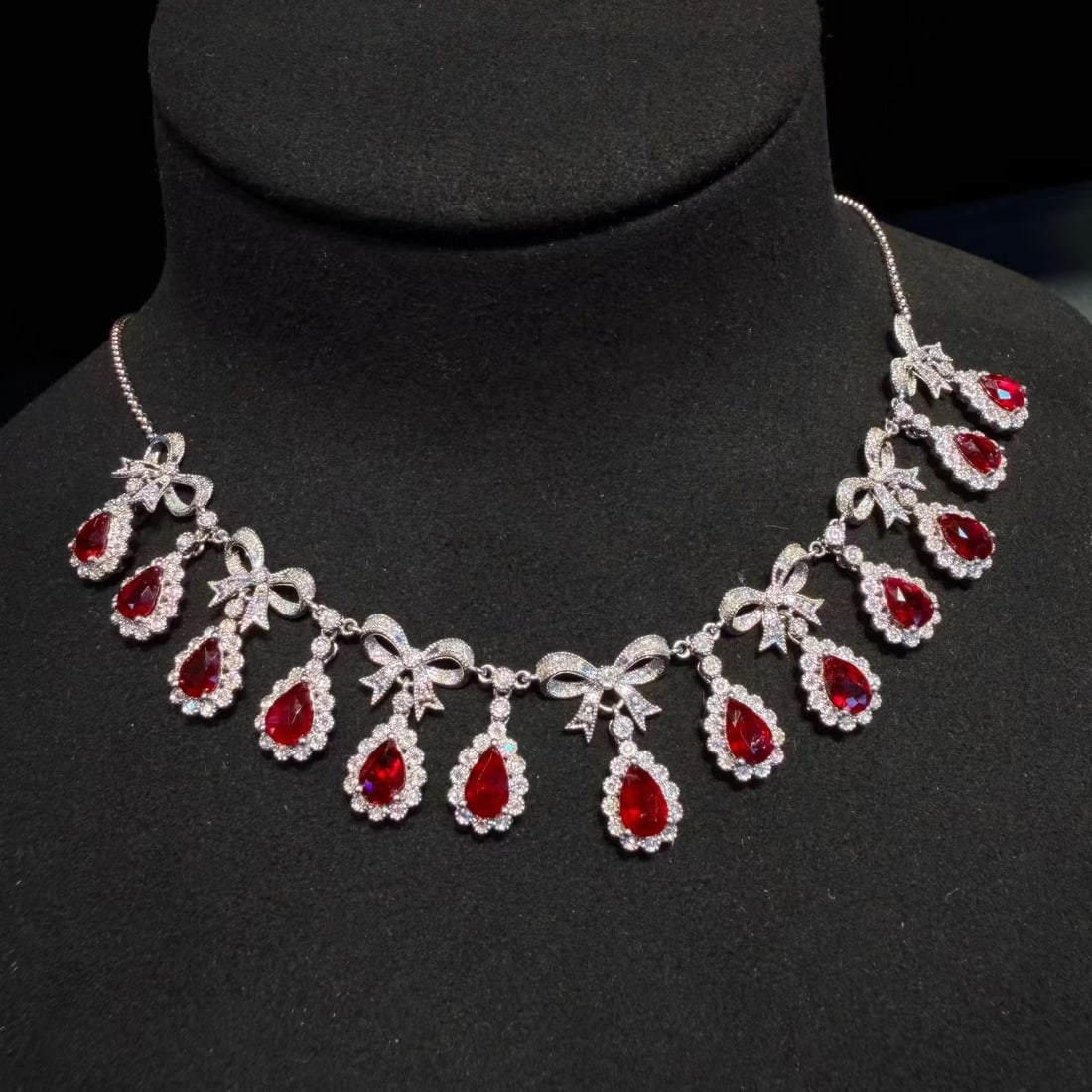 14k Gold 9.01 Ctw Natural Ruby & Diamond Necklace - 4
