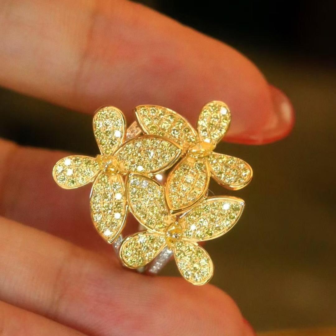 14k Gold 1.2 Ct Natural Color Diamond & Butterfly Ring: Ref:231187011 // gold content:14k gold // ring size:7. 25us // // main gemstone:diamond // shape:multiple // carat weight:1. 2ct // clarity grade:vs-si // color:color // treatment:natural //