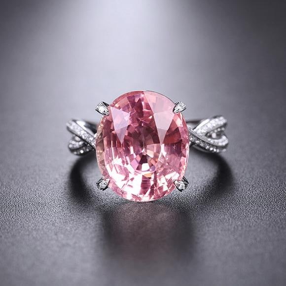 14k Gold 7.74 Ctw Natural Tourmaline & Diamond Ring: Ref:231187025 // gold content:14k gold // ring size:7. 25us // // main gemstone:tourmaline // shape:oval // carat weight:7. 3ct // color:pink // treatment:natural // // adjacent gemstone 2 : diamond