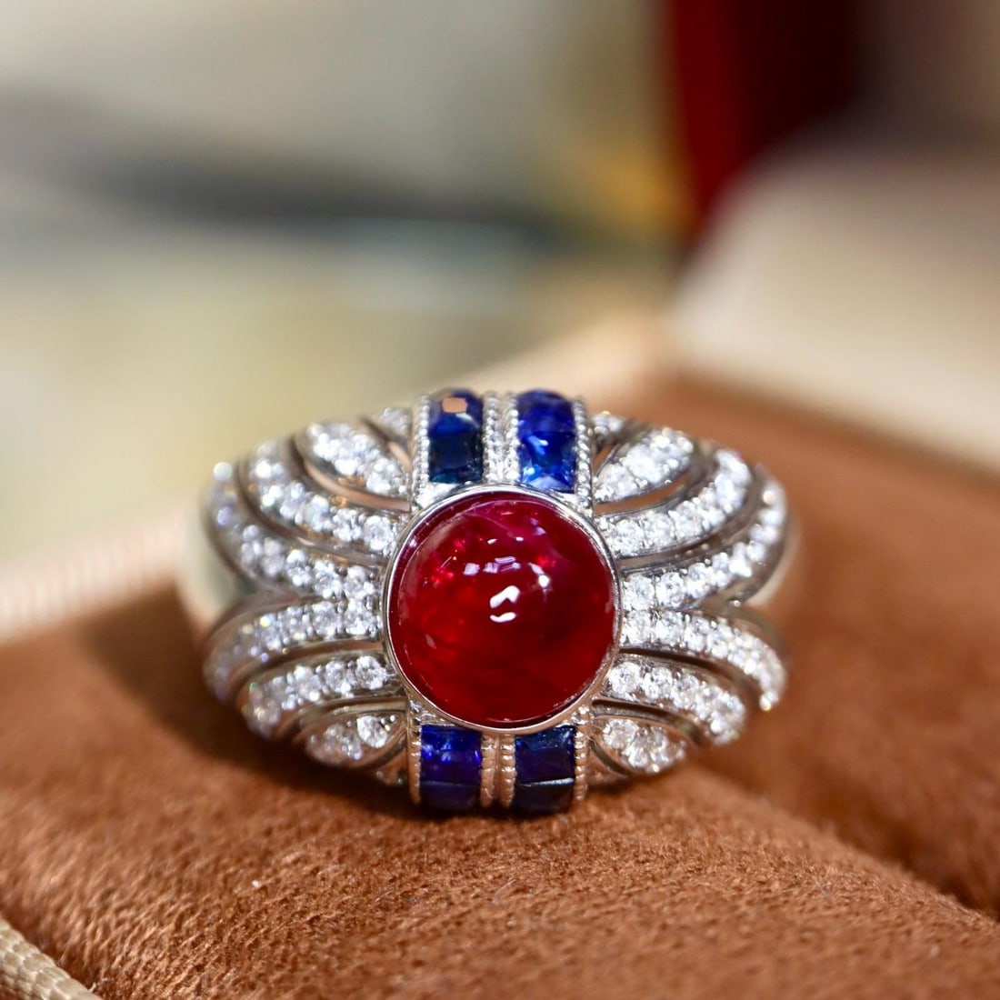 14k Gold 2.61 Ctw Natural Ruby & Diamond Ring: Ref:231187035 // gold content:14k gold // ring size:7. 25us // // main gemstone:ruby // shape:round // carat weight:2. 0ct // color:pigeonblood red // treatment:natural // cut grade:g // // adjacent