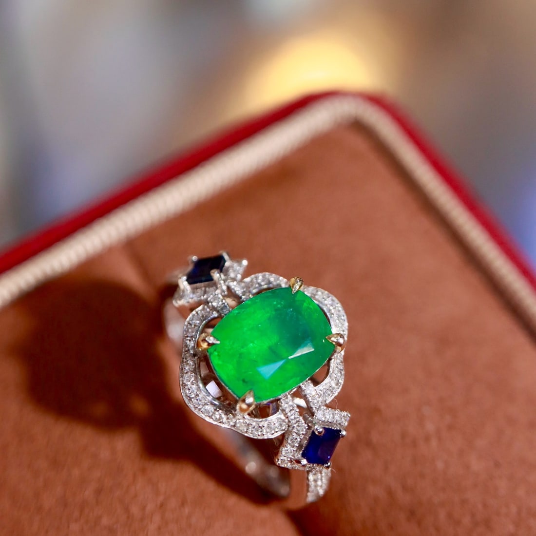 14k Gold 1.89 Ctw Natural Emerald & Diamond Ring - 7