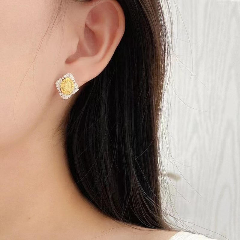 14k Gold 2.2 Ctw Natural Yellow Diamond & Diamond Earrings - 5