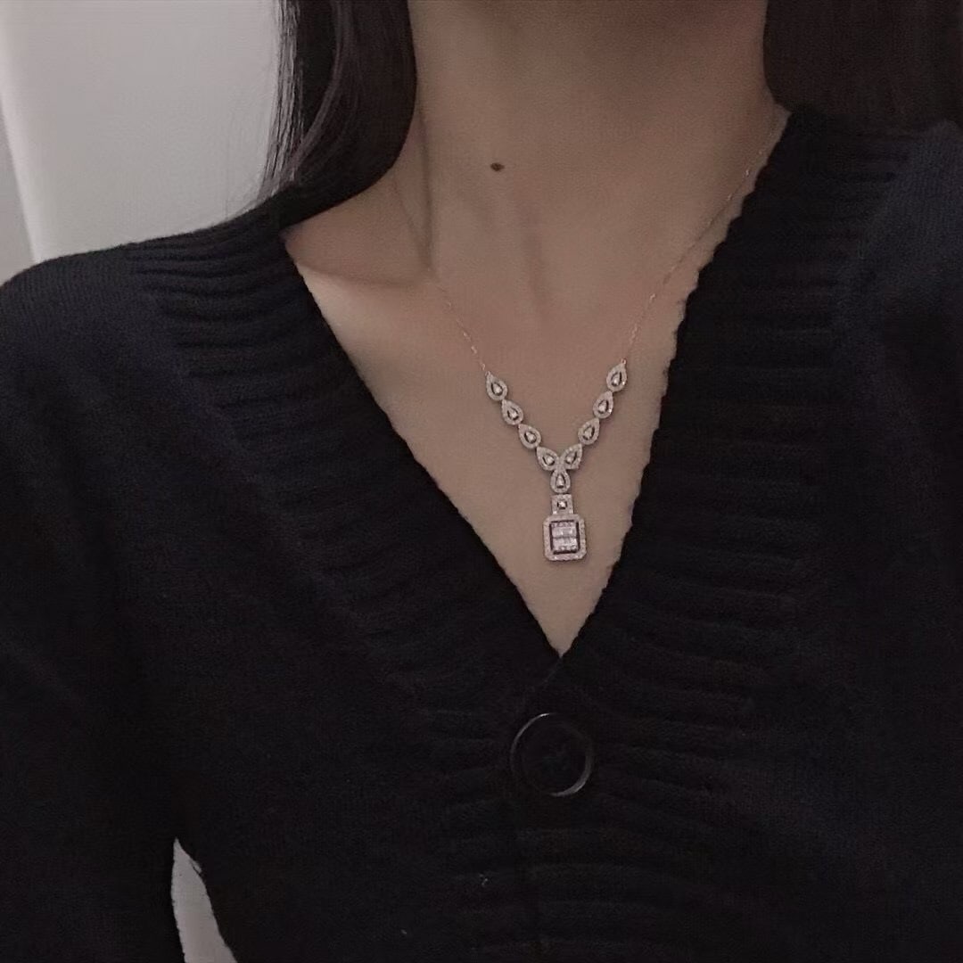 14k Gold 1.15 Ct Natural H Diamond Necklace - 5