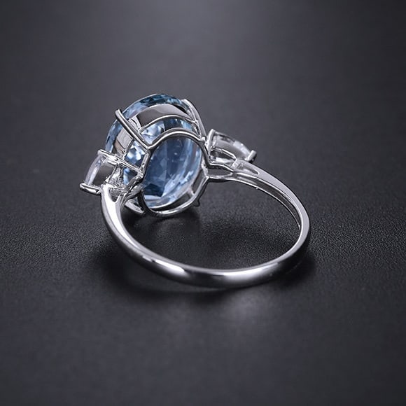 14k Gold 4.71 Ctw Natural Aquamarine & Sapphire Ring - 4