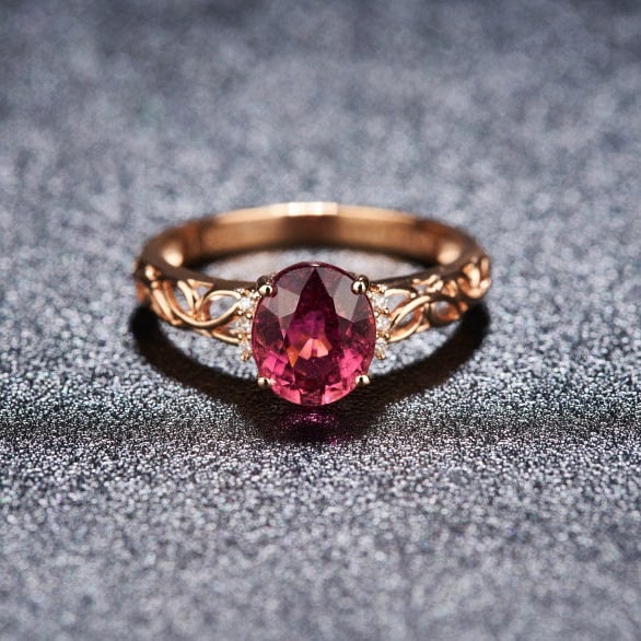 14k Gold 1.82 Ct Natural Tourmaline & Diamond Ring - 3