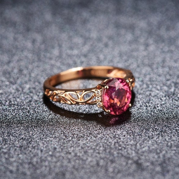 14k Gold 1.82 Ct Natural Tourmaline & Diamond Ring - 4