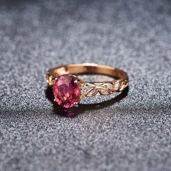 14k Gold 1.82 Ct Natural Tourmaline & Diamond Ring - 5