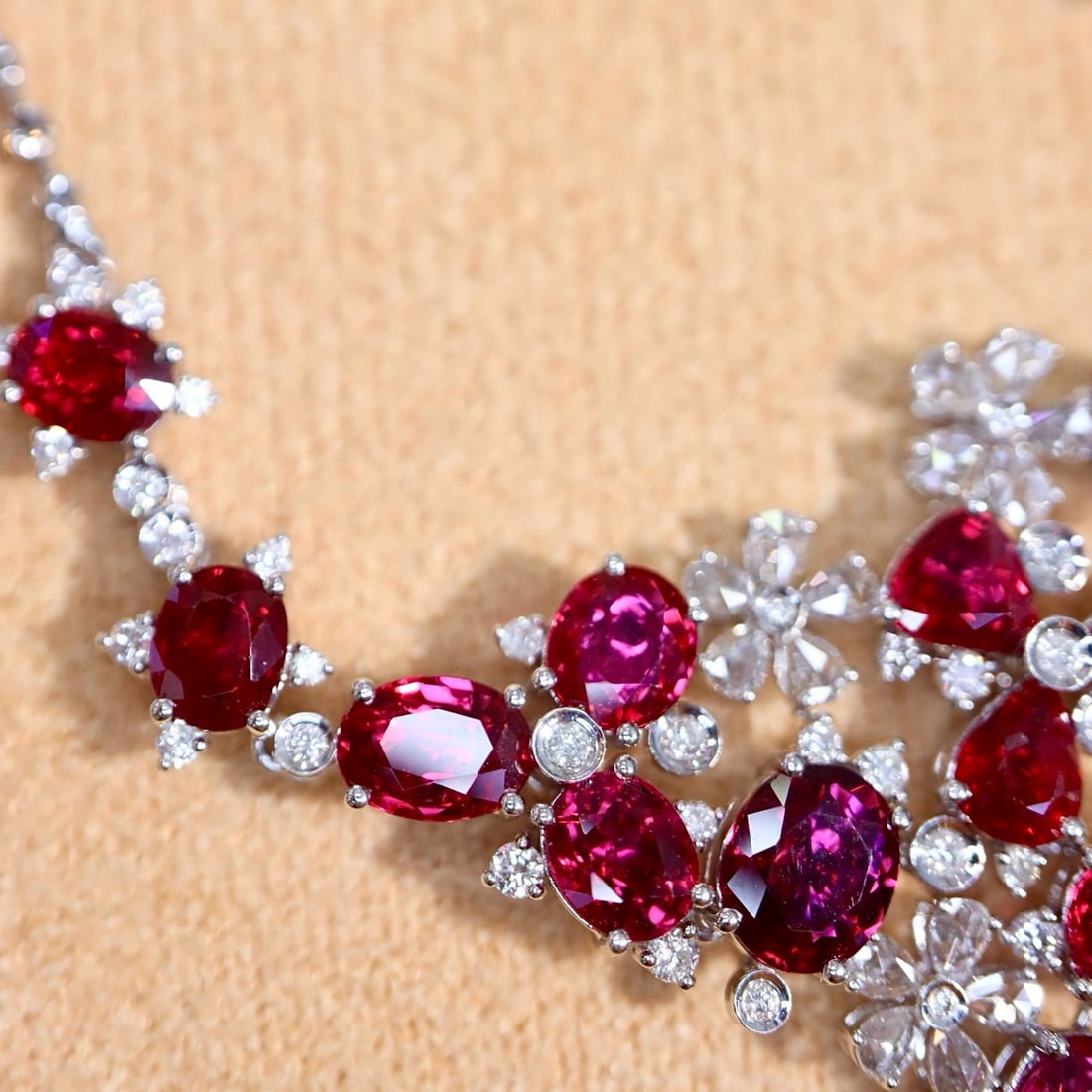 14k Gold 9.29 Ctw Natural Ruby & Diamond Necklace - 6