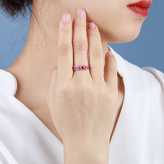 14k Gold 1.14 Ctw Natural Ruby & Diamond Ring - 6