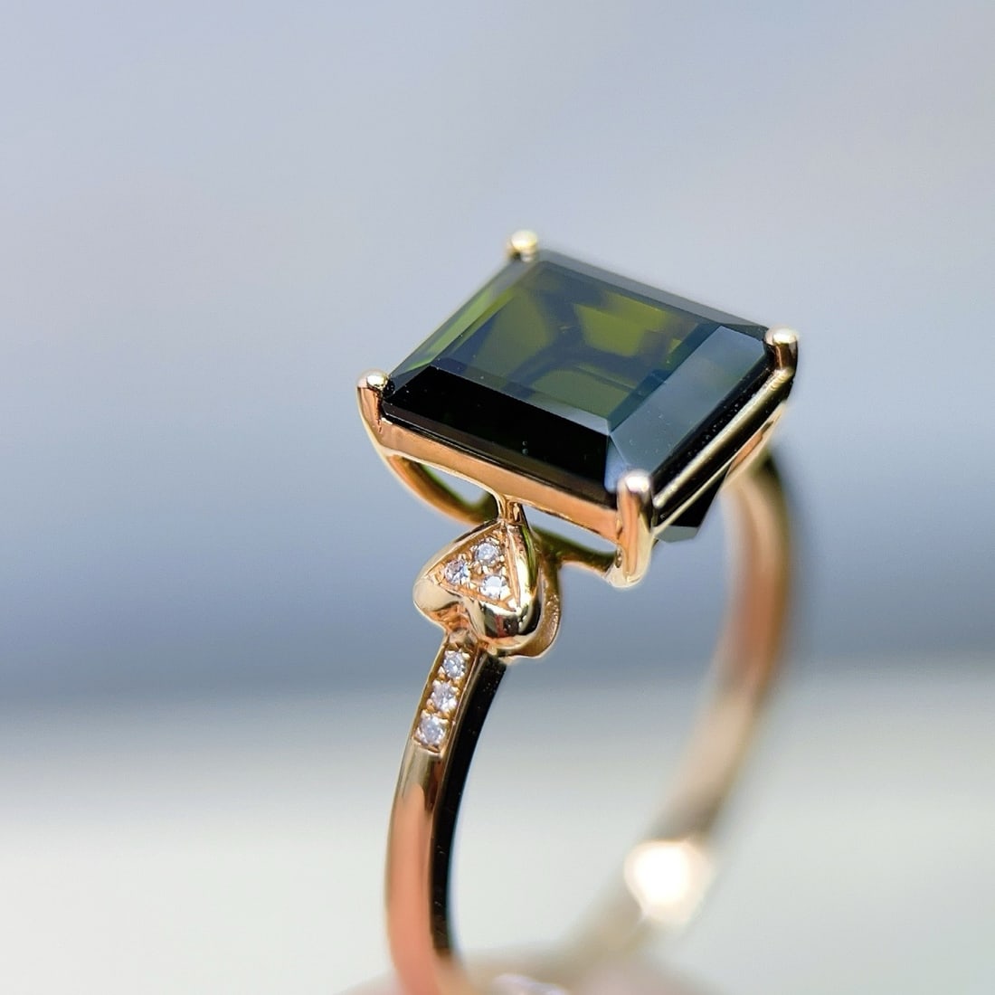 14k Gold 3.43 Ctw Natural Tourmaline & Diamond Ring - 4