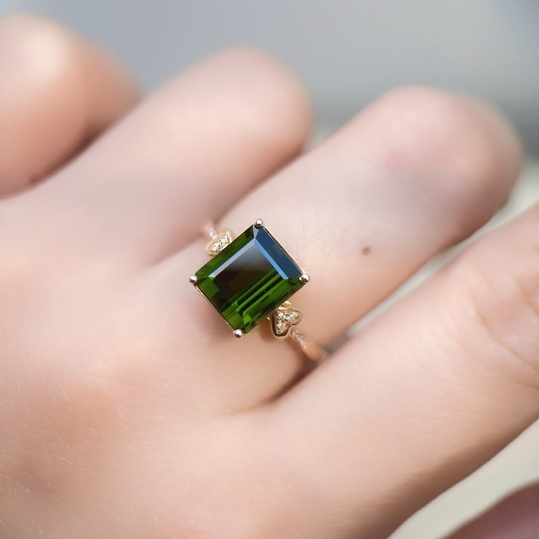 14k Gold 3.43 Ctw Natural Tourmaline & Diamond Ring - 6