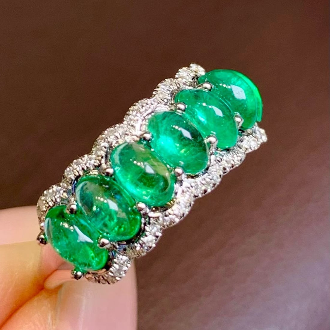 14k Gold 2 Ct Natural Emerald & Diamond Ring - 5