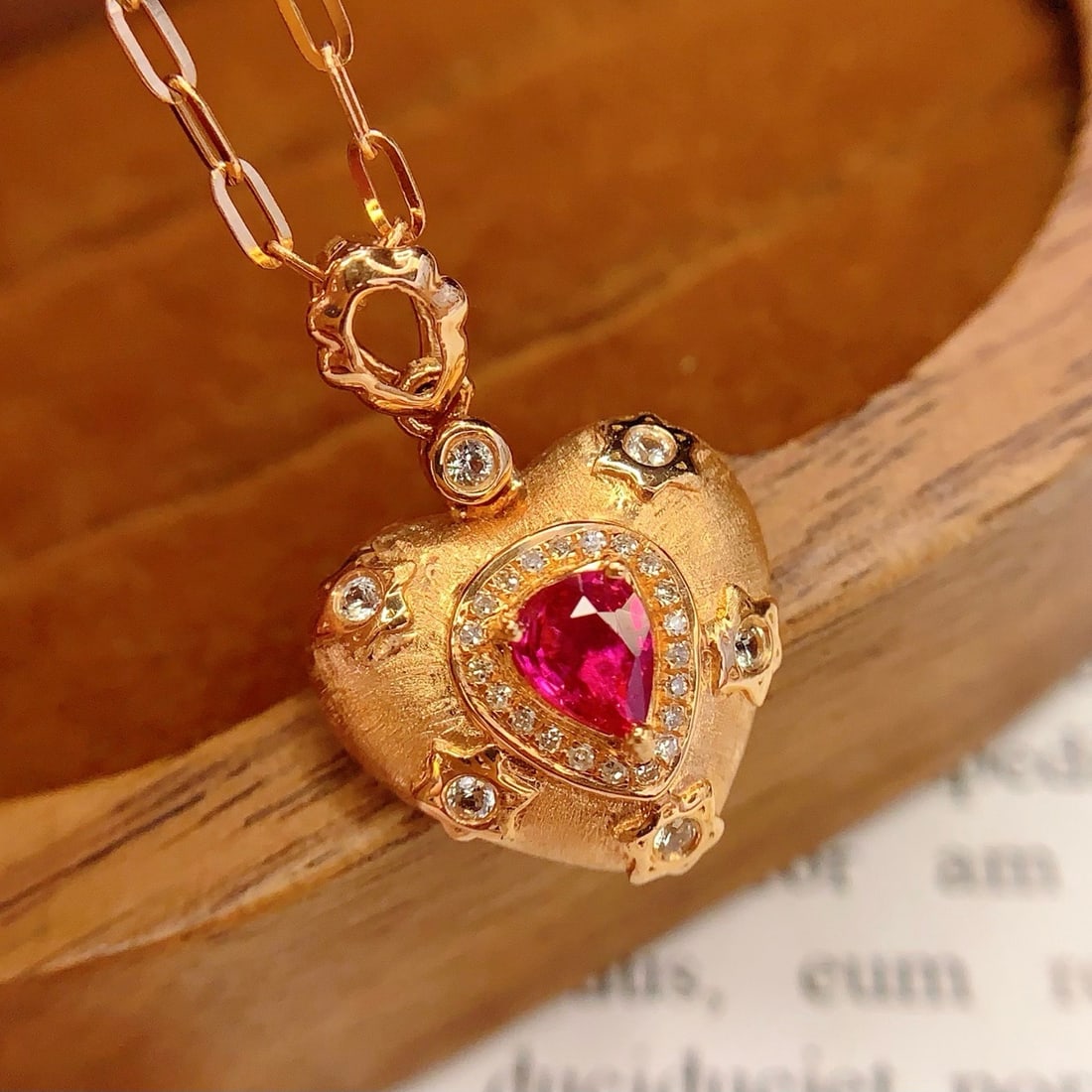 14k Gold 0.45 Ct Natural Ruby & Diamond & Sapphire Pendant( Without Chain ) - 5