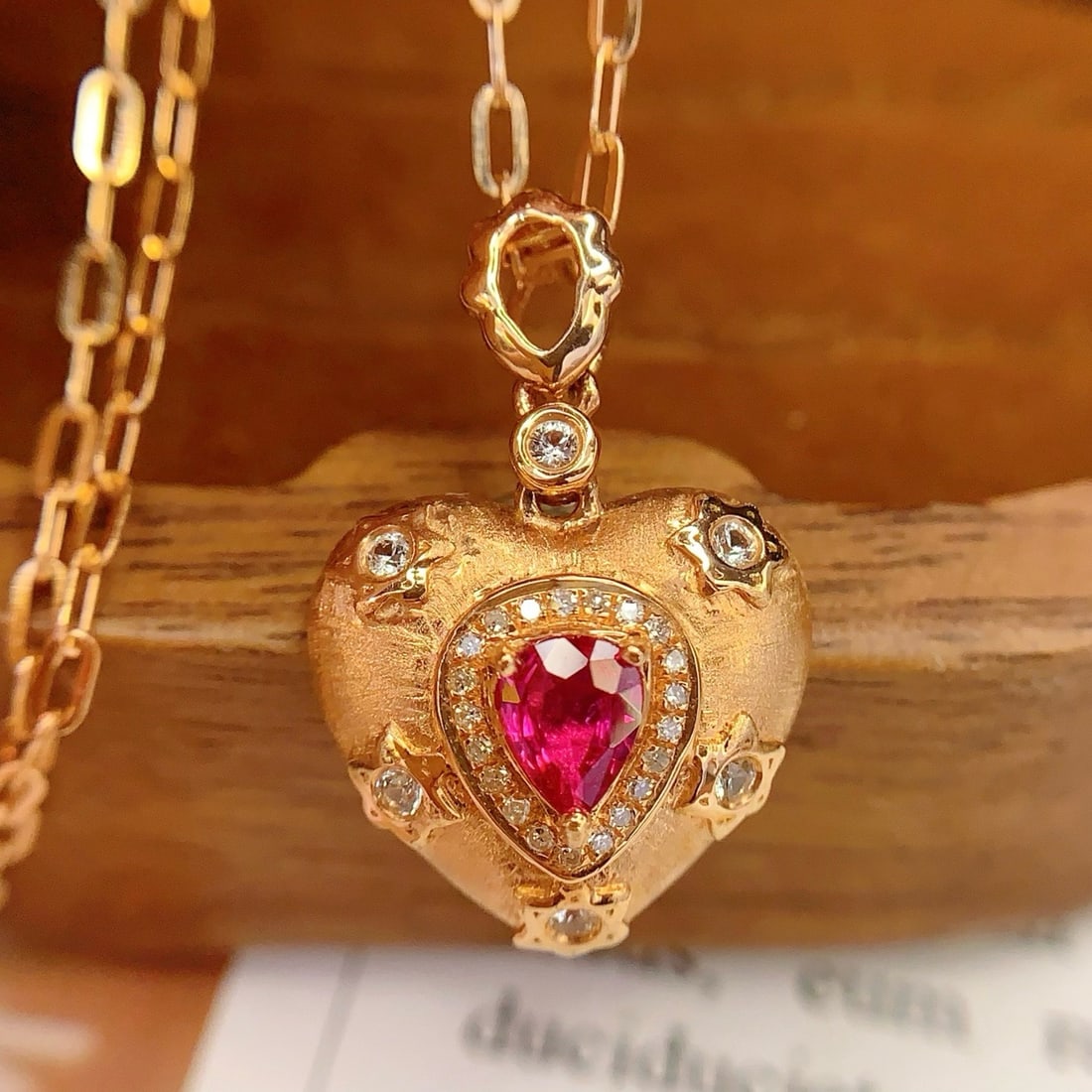 14k Gold 0.45 Ct Natural Ruby & Diamond & Sapphire Pendant( Without Chain ) - 6