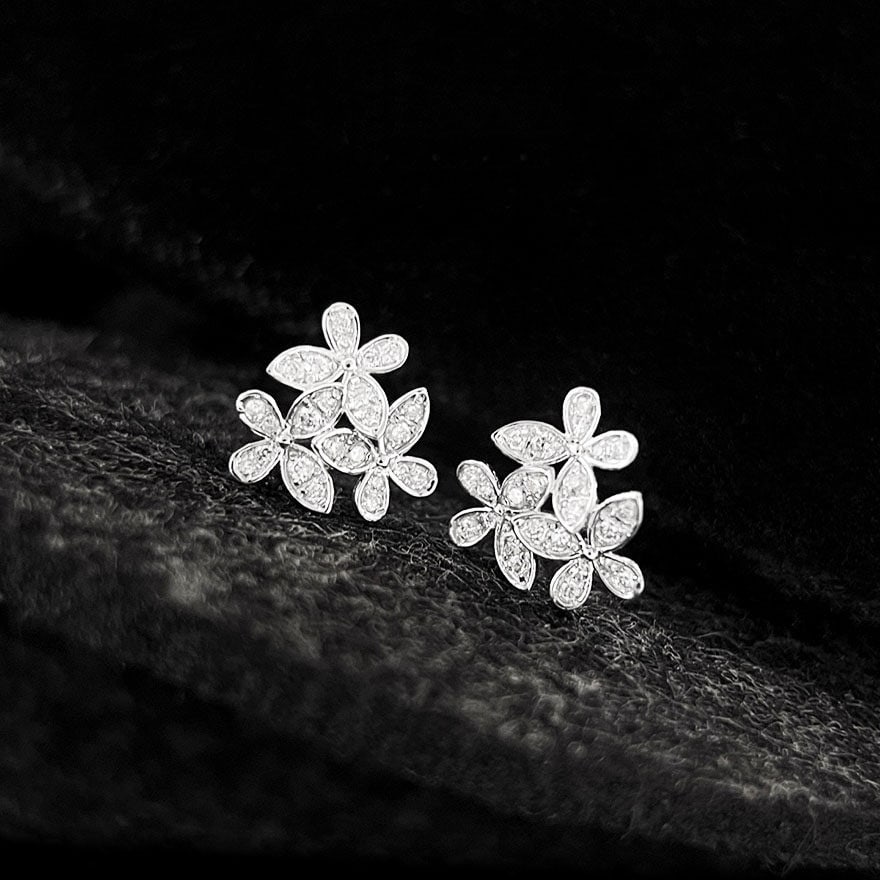 14k Gold 0.26 Ct Natural H Diamond Earrings - 4