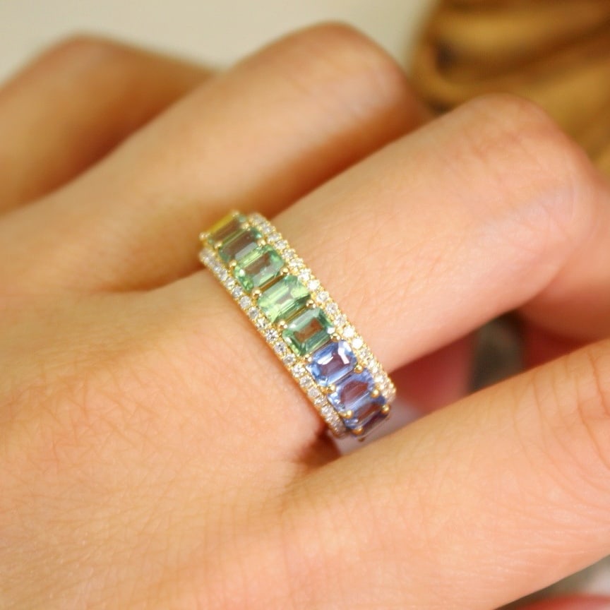 14k Gold 5.73 Ctw Natural Sapphire & Diamond Ring - 5