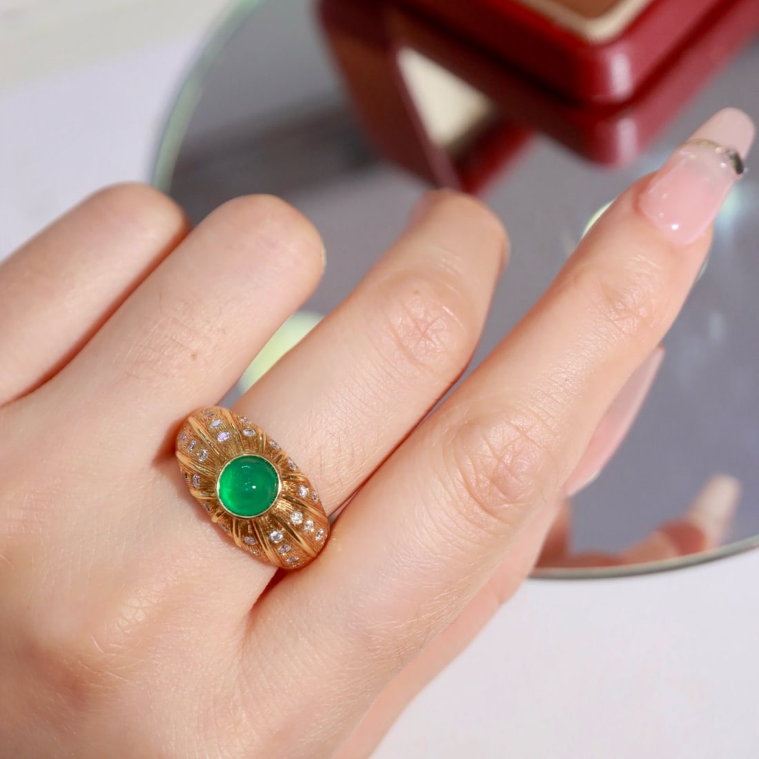 14k Gold 1.84 Ctw Natural Emerald & Diamond Ring - 5