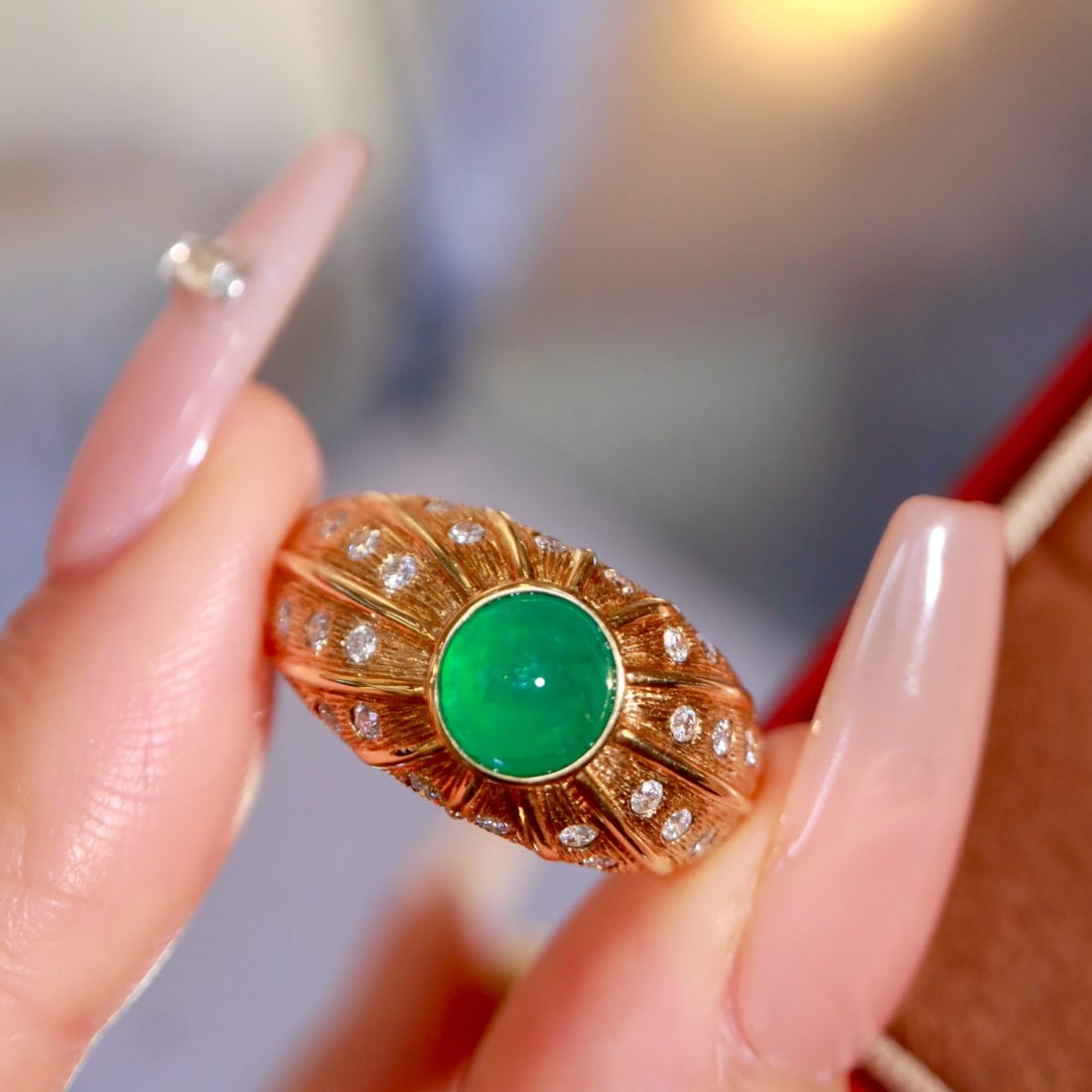 14k Gold 1.84 Ctw Natural Emerald & Diamond Ring - 6