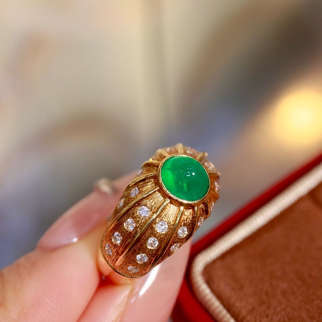 14k Gold 1.84 Ctw Natural Emerald & Diamond Ring - 7