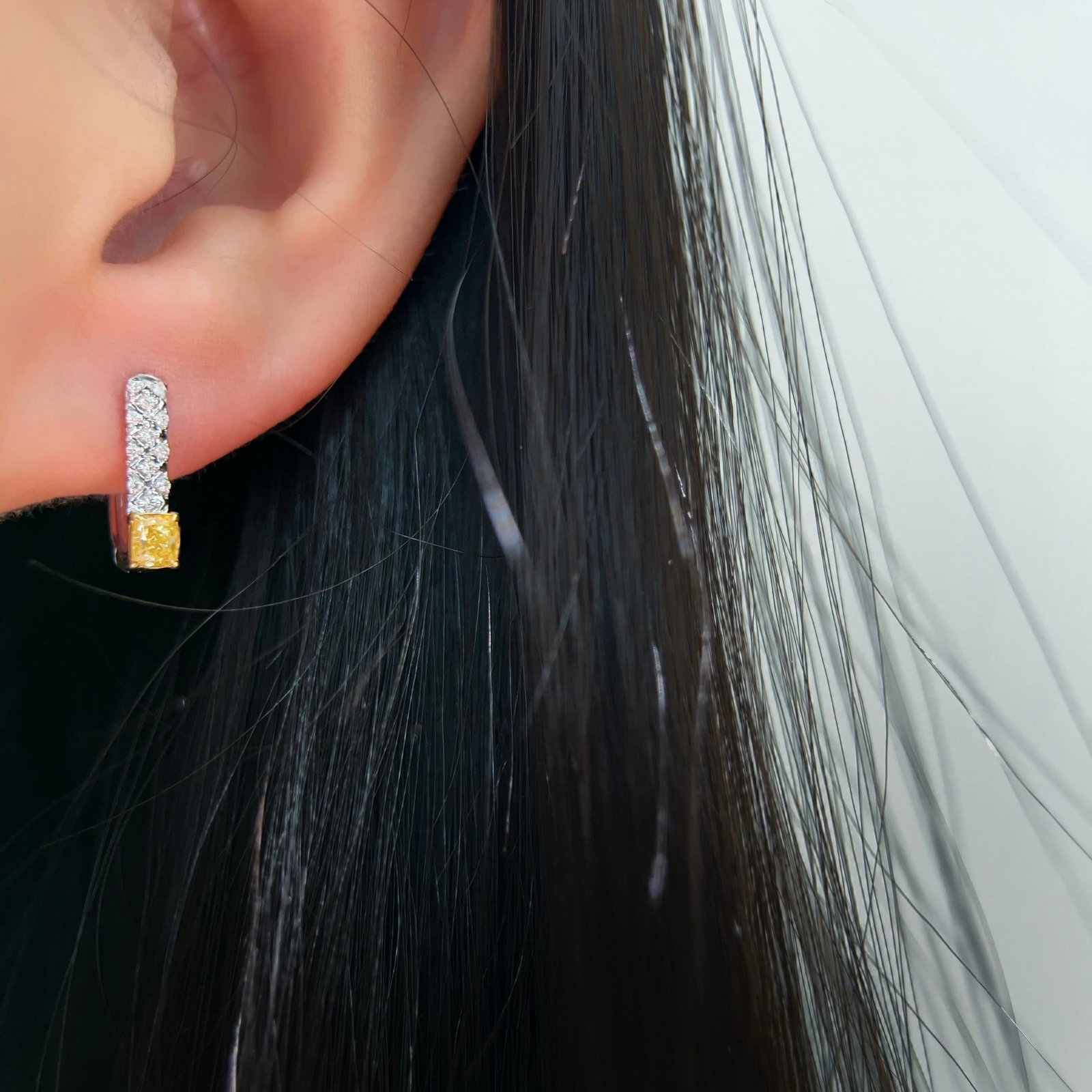 14k Gold 0.48 Ctw Natural Yellow Diamond & Diamond Earrings - 4