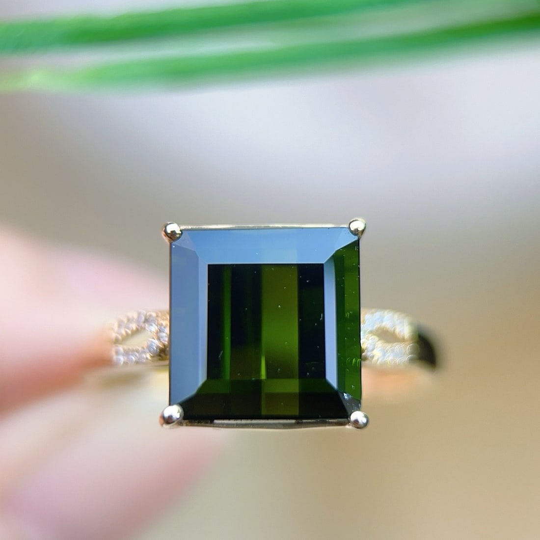 14k Gold 4.65 Ctw Natural Tourmaline & Diamond Ring - 2