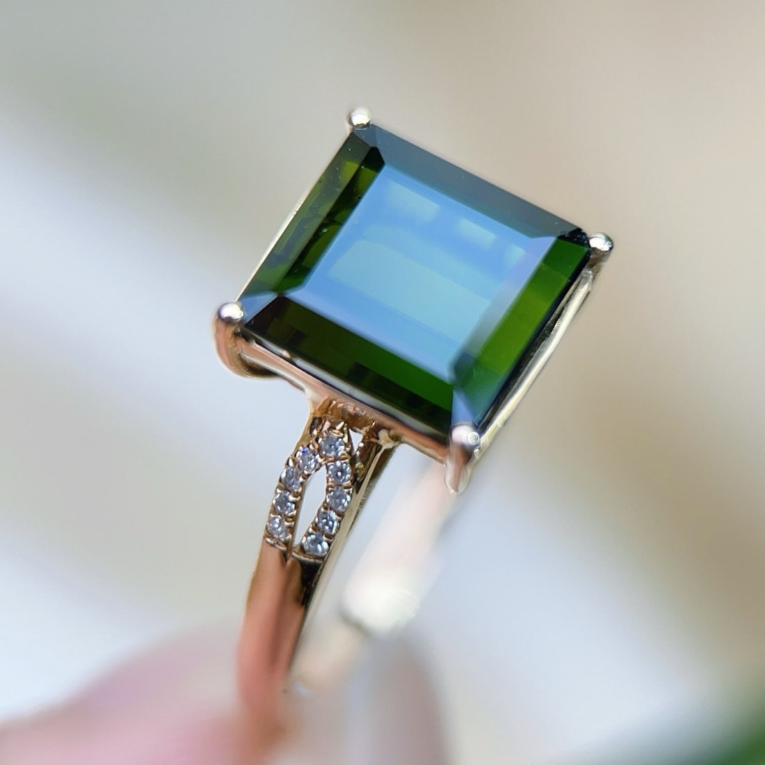 14k Gold 4.65 Ctw Natural Tourmaline & Diamond Ring - 5