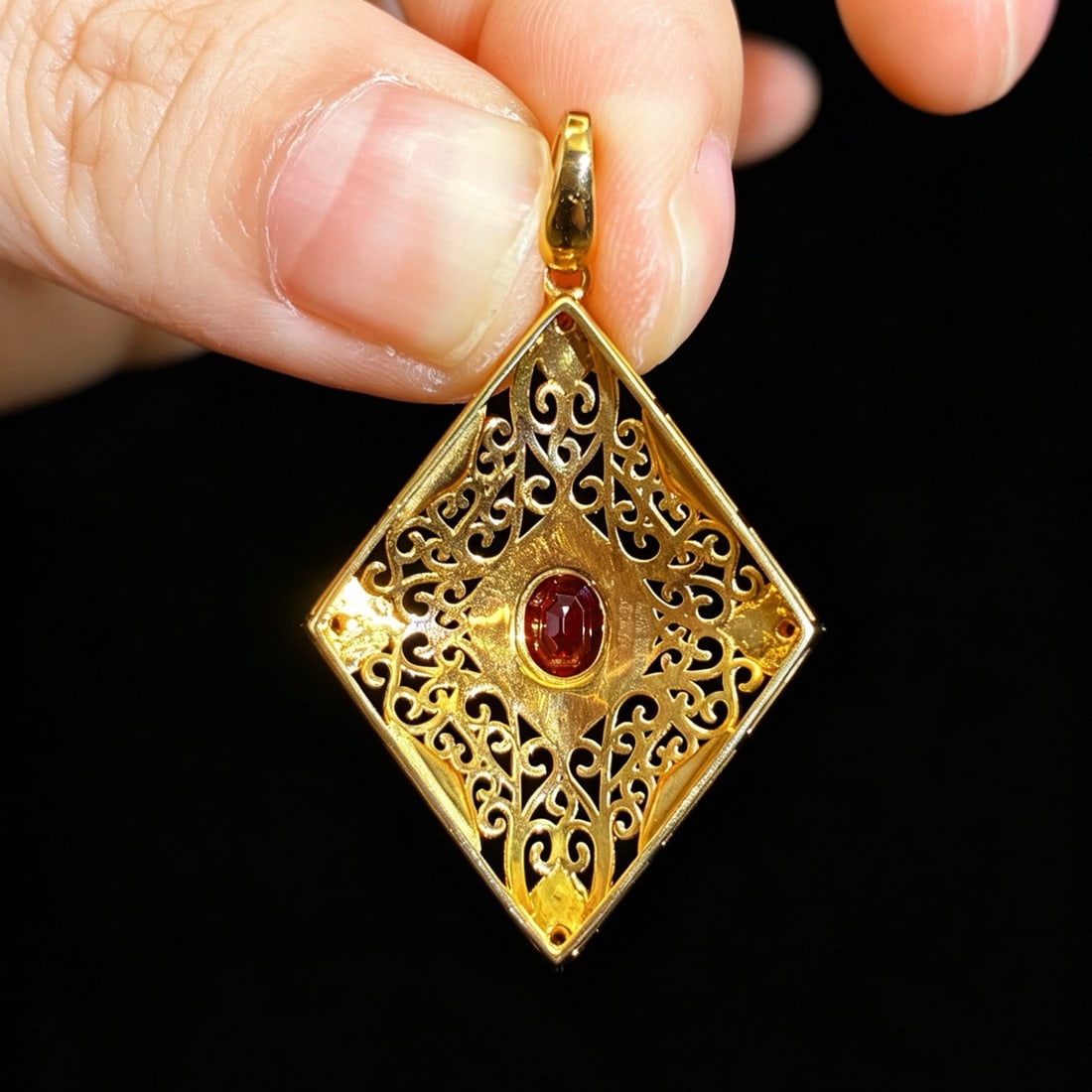 14k Gold 1.08 Ctw Vivid Red Natural Ruby & Diamond Pendant( Without Chain ) - 5