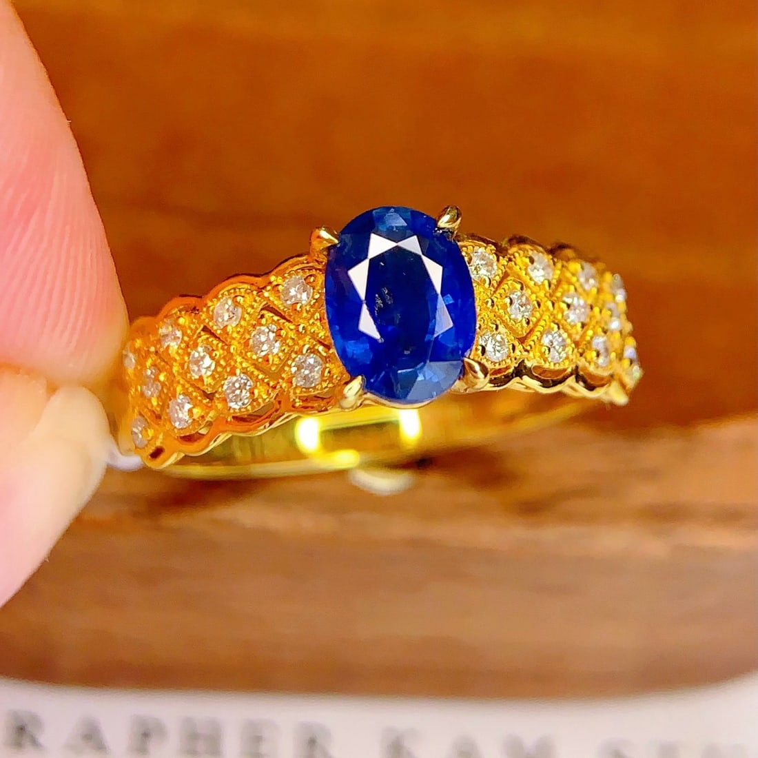14k Gold 1 Ct Natural Sapphire & Diamond Ring - 4