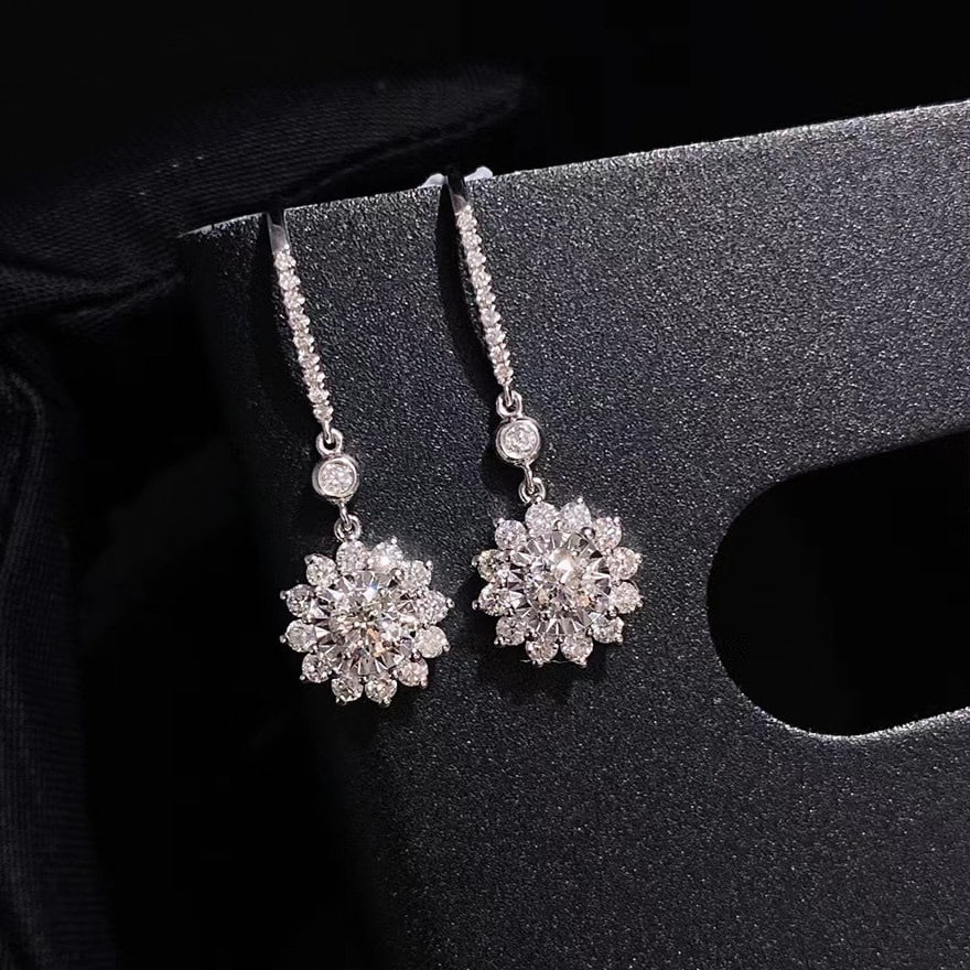 14k Gold 0.98 Ctw Natural H Diamond Earrings - 2
