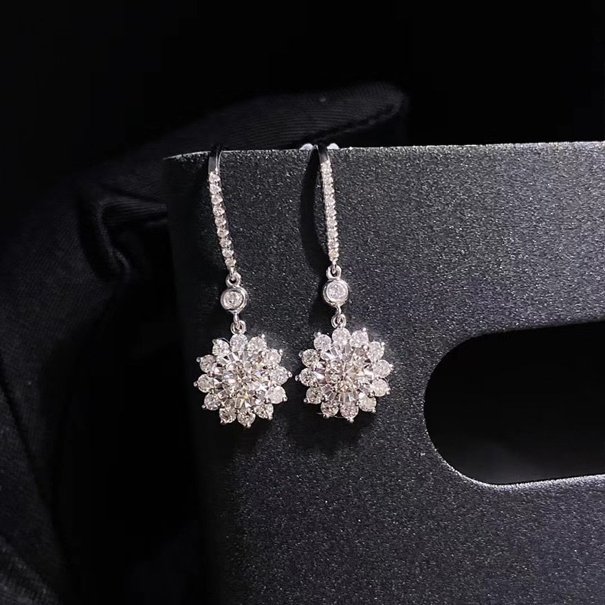 14k Gold 0.98 Ctw Natural H Diamond Earrings - 3