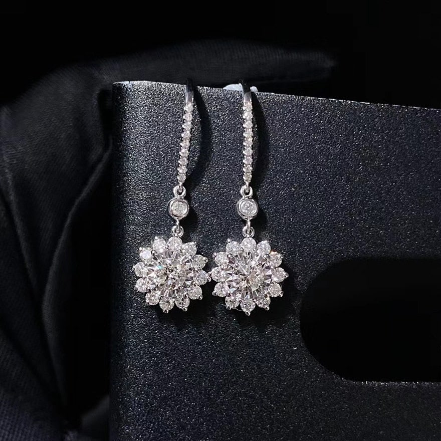 14k Gold 0.98 Ctw Natural H Diamond Earrings - 4