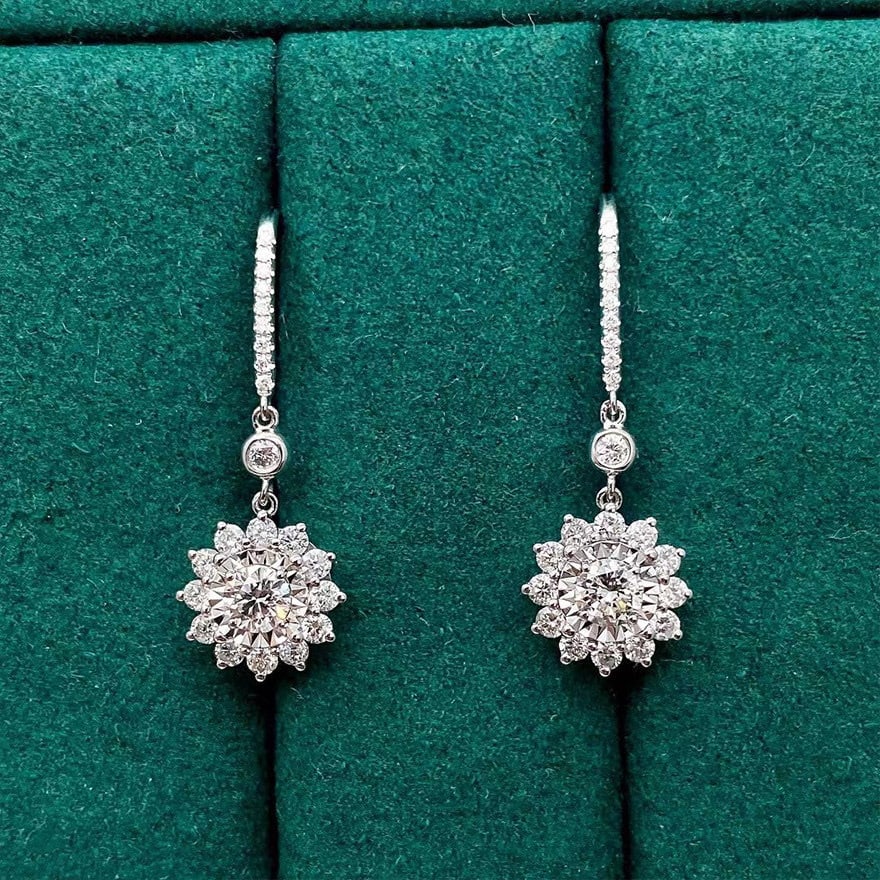 14k Gold 0.98 Ctw Natural H Diamond Earrings - 6
