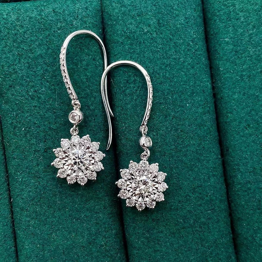 14k Gold 0.98 Ctw Natural H Diamond Earrings - 7