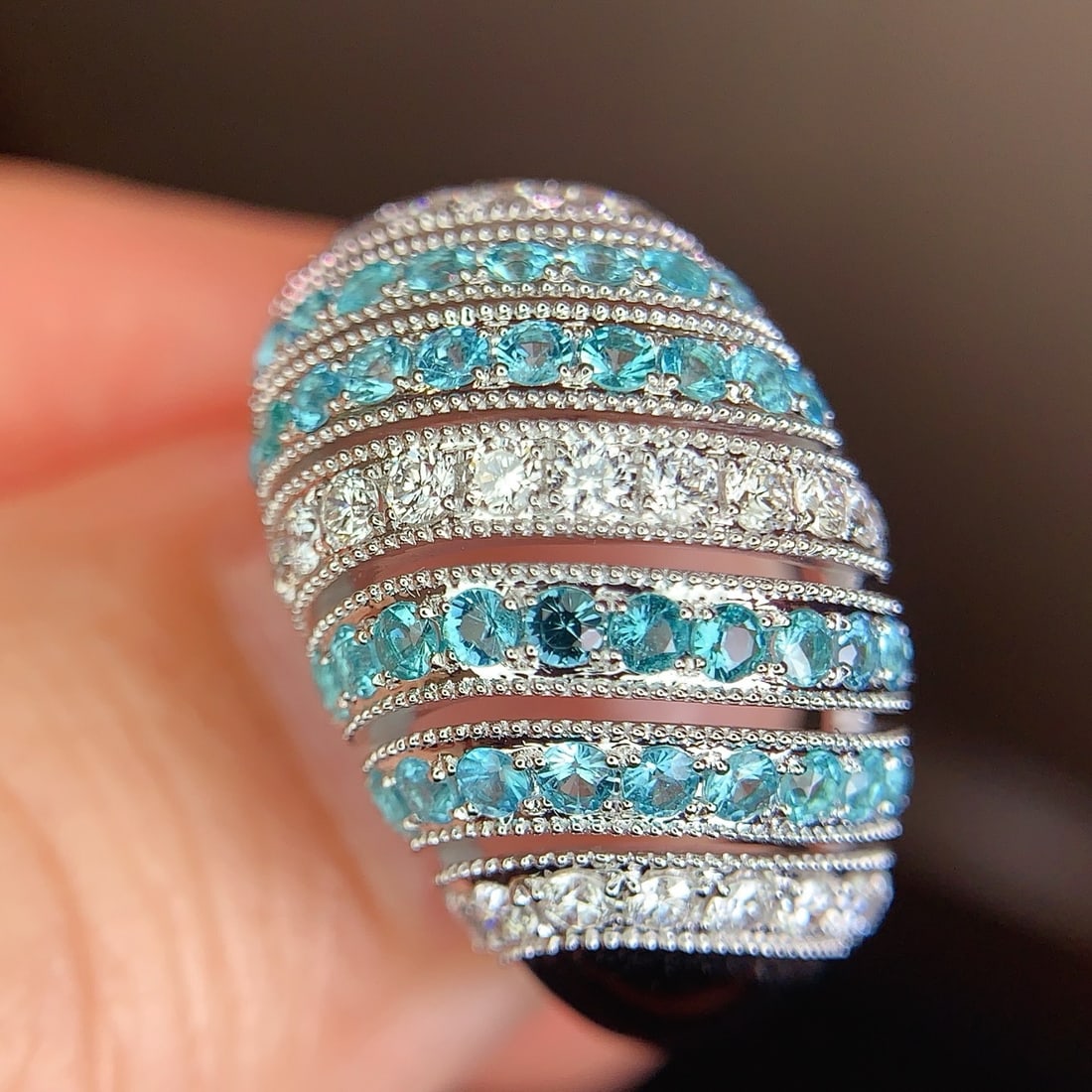 14k Gold 1.21 Ctw Natural Paraiba Tourmaline & Diamond Ring - 6