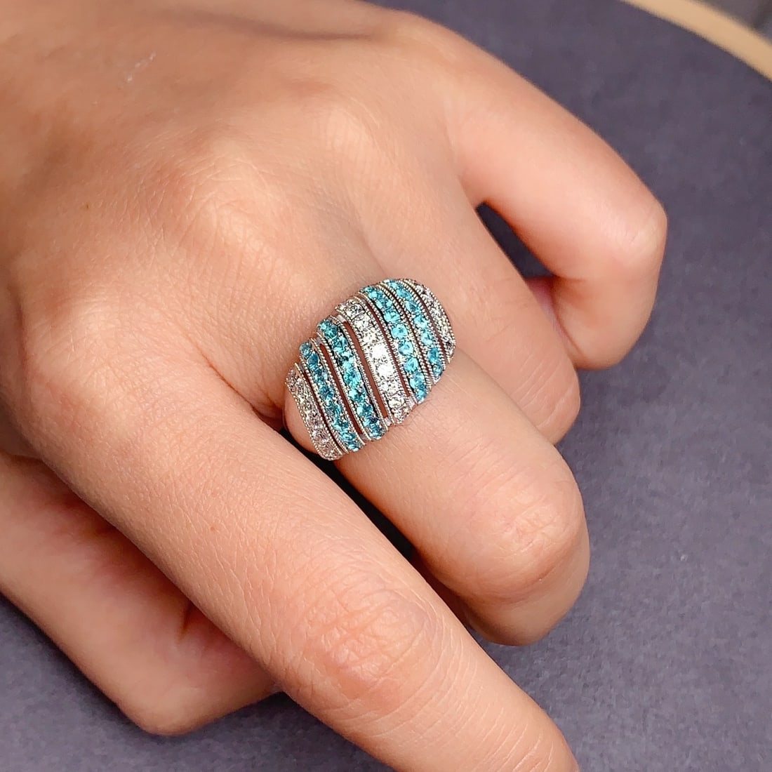 14k Gold 1.21 Ctw Natural Paraiba Tourmaline & Diamond Ring - 8