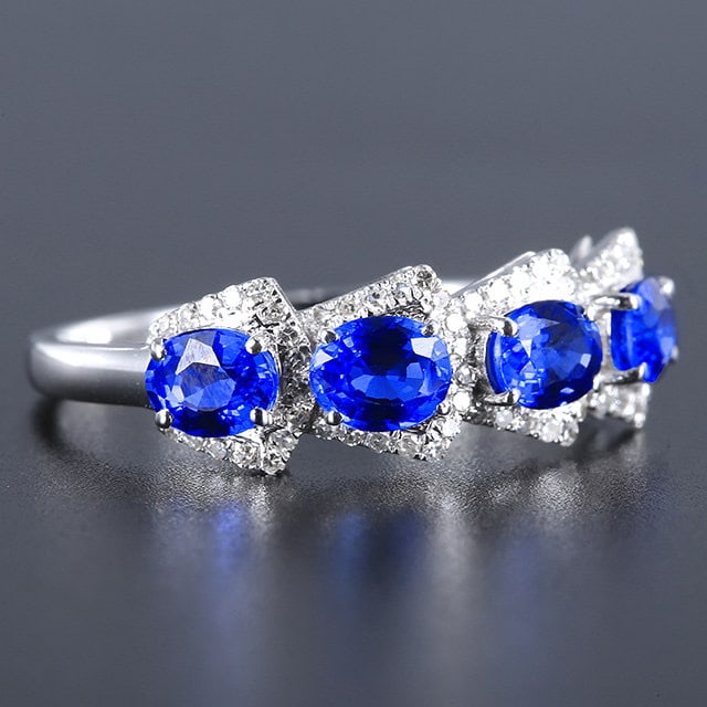 14k Gold 1.58 Ctw Natural Sapphire & Diamond Ring - 3