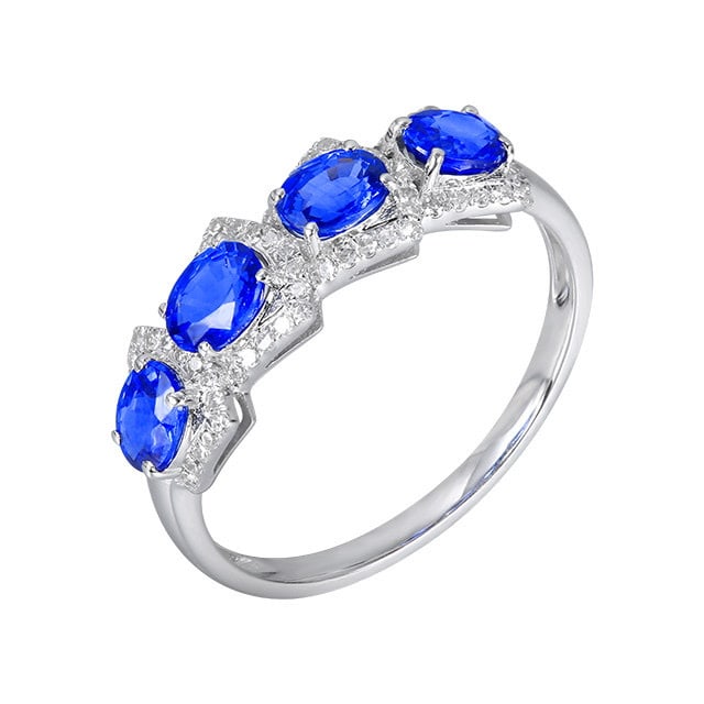 14k Gold 1.58 Ctw Natural Sapphire & Diamond Ring - 5