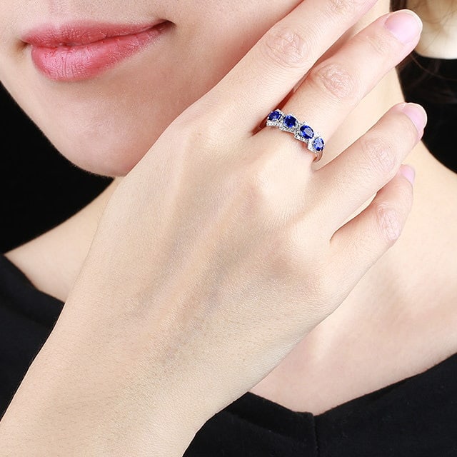 14k Gold 1.58 Ctw Natural Sapphire & Diamond Ring - 6