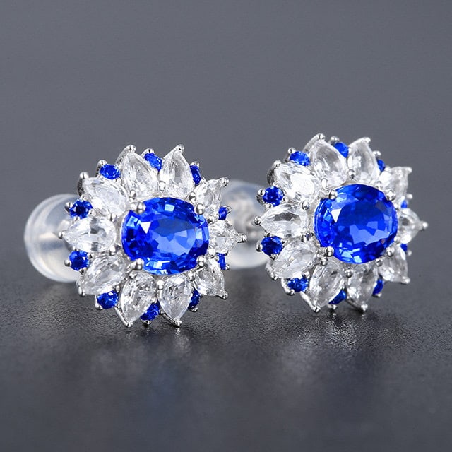 14k Gold 1.35 Ctw Natural Sapphire & Sapphire Earrings - 3