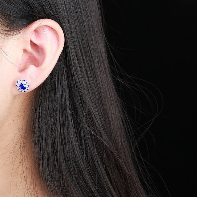 14k Gold 1.35 Ctw Natural Sapphire & Sapphire Earrings - 6