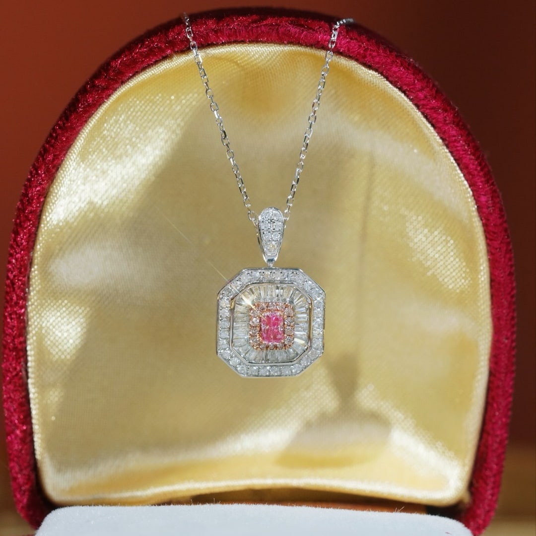 14k Gold 0.70 Ctw Natural Pink Diamond & Diamond Ring/pendant( Without Chain ) - 7