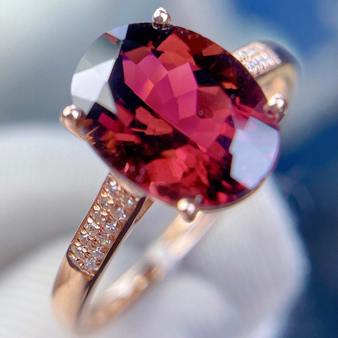 14k Gold 2.8 Ct Natural Tourmaline & Diamond Ring - 2