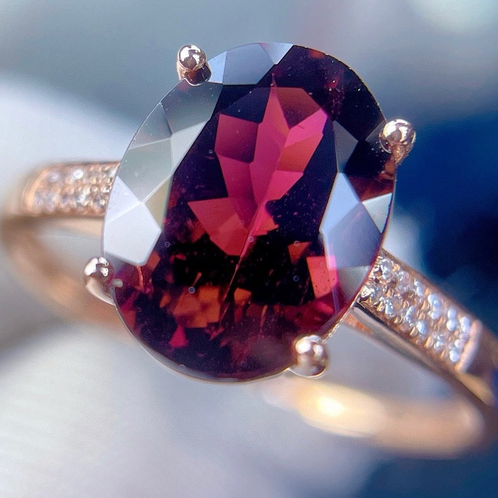 14k Gold 2.8 Ct Natural Tourmaline & Diamond Ring - 4