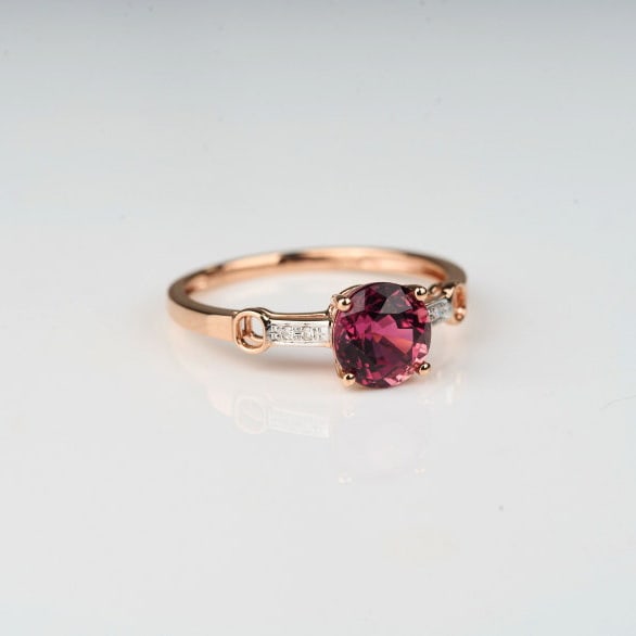14k Gold 1.36 Ct Natural Tourmaline & Diamond Ring - 2