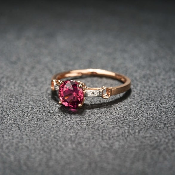14k Gold 1.36 Ct Natural Tourmaline & Diamond Ring - 5